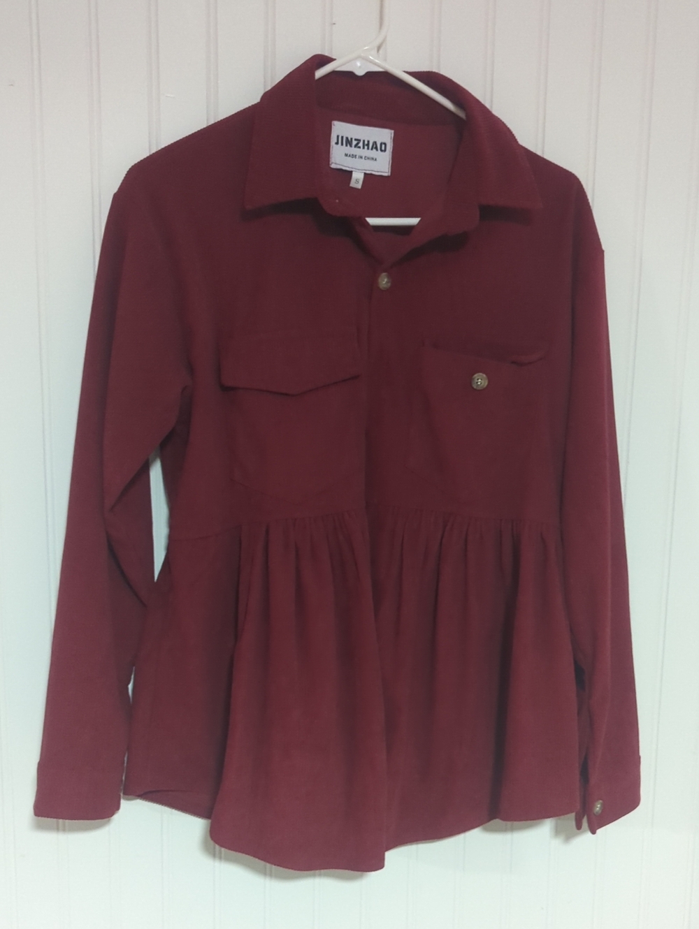 JINZHAO Peplum Button-Front Shacket